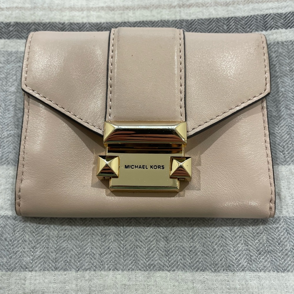 Michael Kors Blush Leather Wallet with Gold Accents